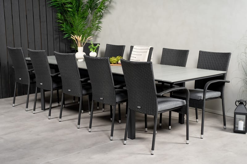 Spisegruppe for utendørsbruk Levels bord 229/310 – svart/grå – Anna-stol – svart 10 Svart/grå - Hagemøbler - Hagegruppe - Spisegrupper hage