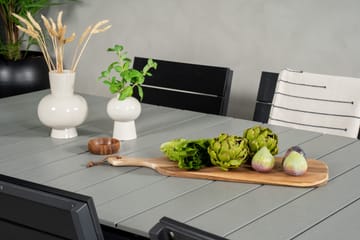 Spisegruppe for utendørsbruk Levels bord 229/310 – svart/grå – Levels stol (stapelbar) – svart alu / svart Aintwood 6 Svart/grå - Hagemøbler - Hagegruppe - Spisegrupper hage