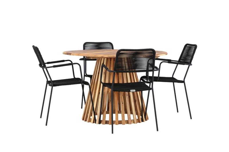 Spisegruppe for utendørsbruk Venture Home Lumpur spisegruppe + 4 stoler Natur - Hagemøbler - Hagegruppe - Spisegrupper hage