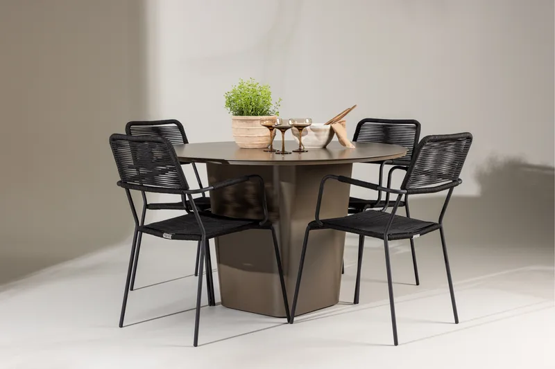 Spisegruppe for utendørsbruk Venture Home Santa spisegruppe + 4 stoler Brown - Hagemøbler - Hagegruppe - Spisegrupper hage