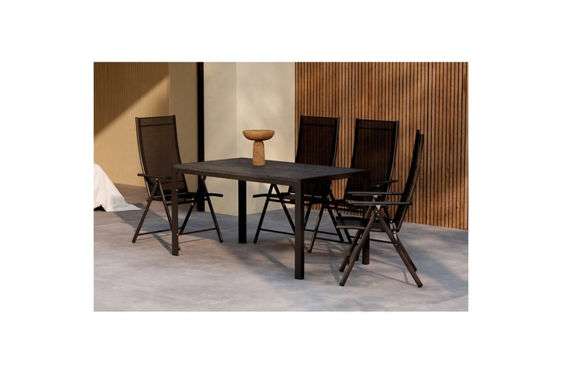 Spisegruppe Mirko 140x80x74, Levanzo - Svart - Hagemøbler - Hagegruppe - Spisegrupper hage