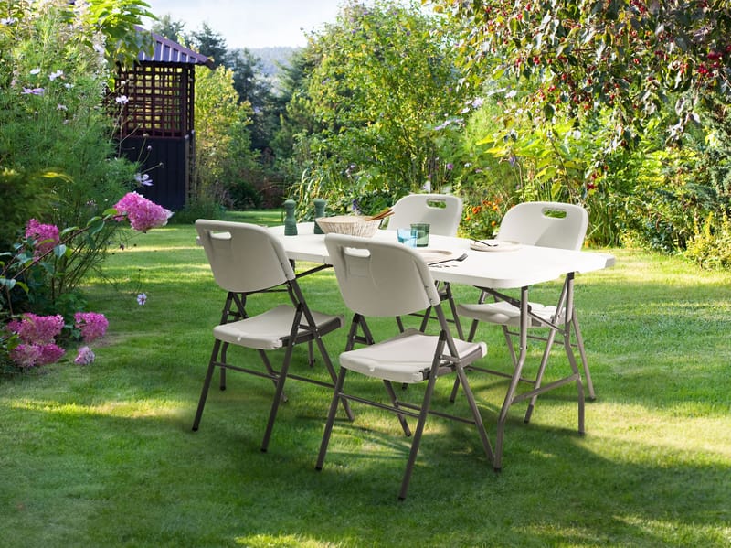 Spisegruppe utendørs 4-seter Cugnoli sammenleggbar - Hvit/sølv - Hagemøbler - Hagegruppe - Spisegrupper hage