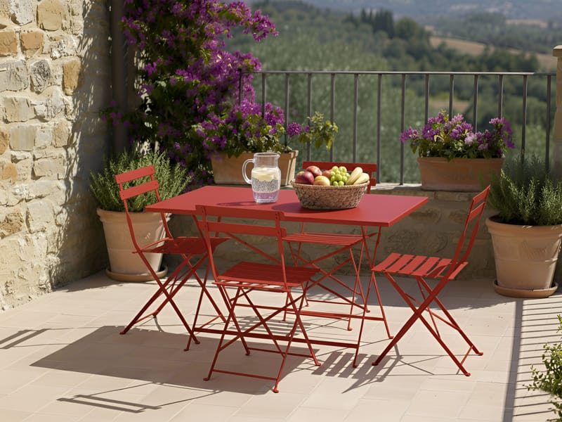 Spisegruppe utendørs 4-seter Fiori - rød - Hagemøbler - Hagegruppe - Spisegrupper hage