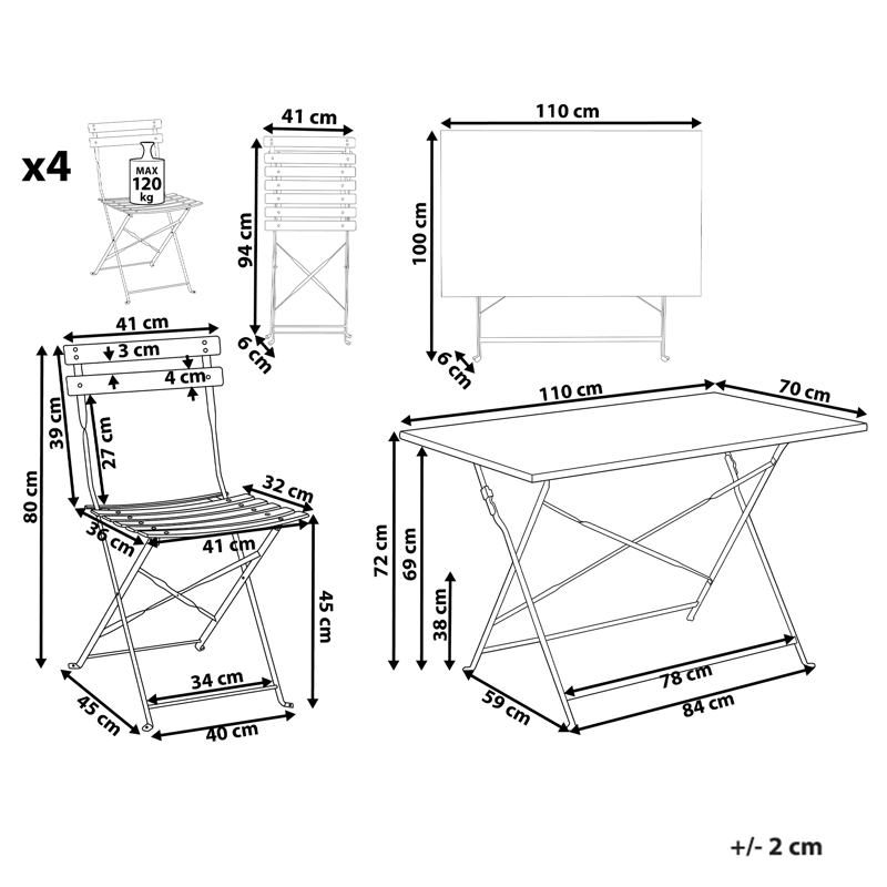 Spisegruppe utendørs 4-seter Fiori - rød - Hagemøbler - Hagegruppe - Spisegrupper hage