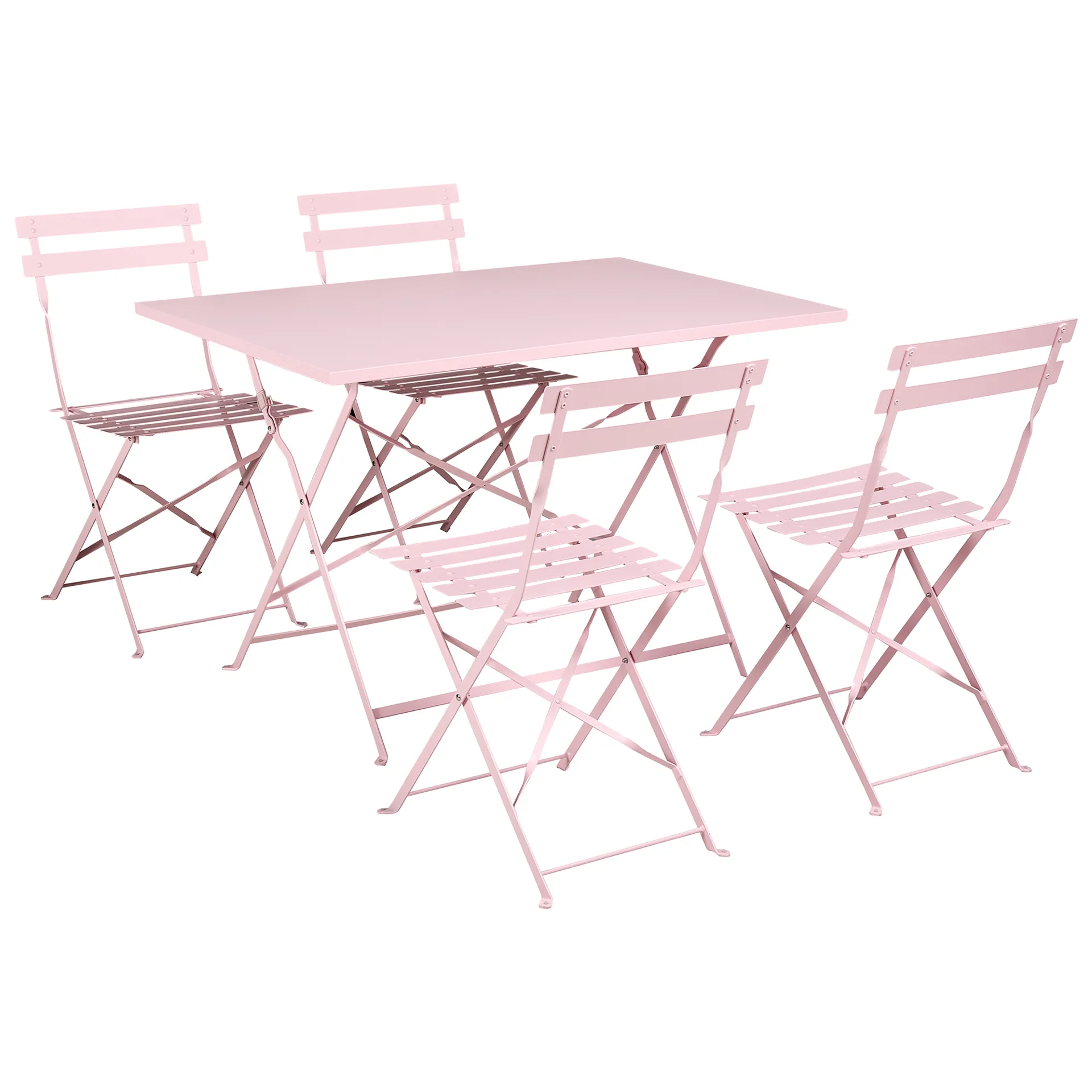 Spisegruppe utendørs 4-seter Fiori sammenleggbar - pastellrosa