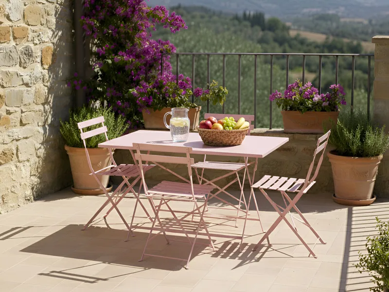 Spisegruppe utendørs 4-seter Fiori sammenleggbar - pastellrosa - Hagemøbler - Hagegruppe - Spisegrupper hage