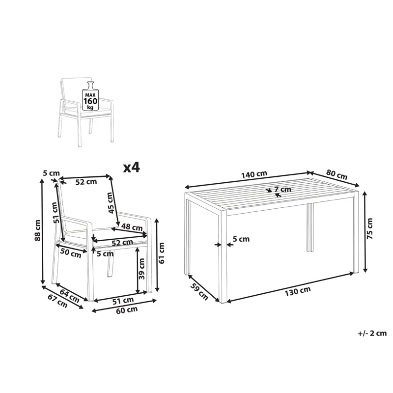 Spisegruppe utendørs 4-seter Visso - hvit/grå/beige - Hagemøbler - Hagegruppe - Spisegrupper hage