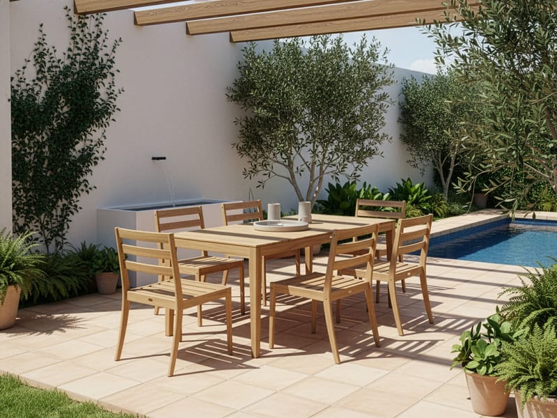 Spisegruppe utendørs 6-seter Chioggia akasietre - Brun - Hagemøbler - Hagegruppe - Spisegrupper hage