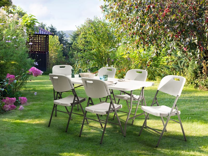 Spisegruppe utendørs 6-seter Cugnoli sammenleggbar - Hvit - Hagemøbler - Hagegruppe - Spisegrupper hage