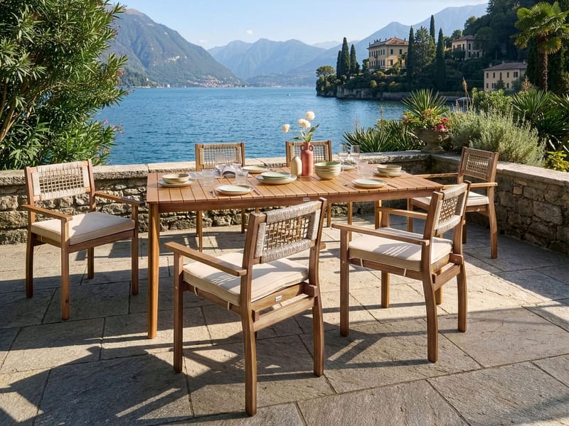 Spisegruppe utendørs 6-seter Jaco/Sumirago akasietre - brun - Hagemøbler - Hagegruppe - Spisegrupper hage