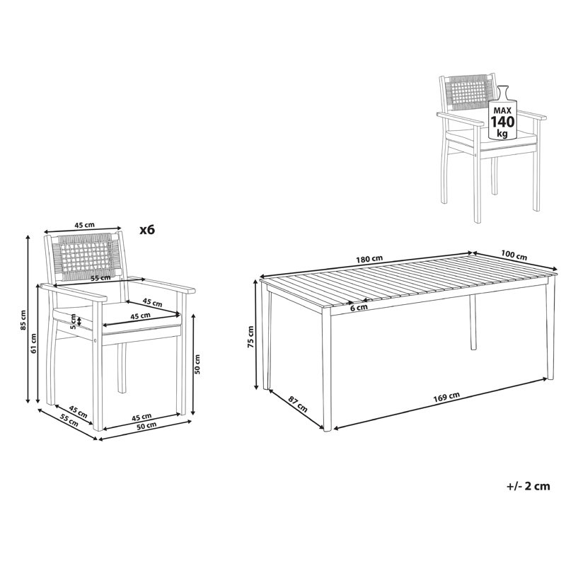 Spisegruppe utendørs 6-seter Jaco/Sumirago akasietre - brun - Hagemøbler - Hagegruppe - Spisegrupper hage