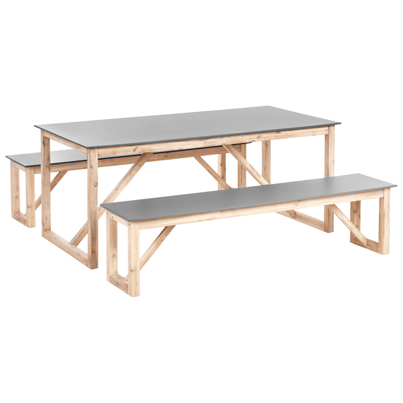 Spisegruppe utendørs med benker Notteri Betong, grå/brun