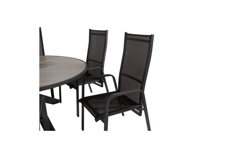 Spisegruppe Parma Rund 140 cm Svart / Grå med Copacabana Stoler 6 stk - 6 stk - Hagemøbler - Hagegruppe - Spisegrupper hage