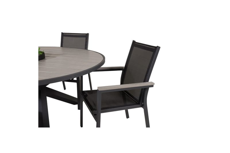 Spisegruppe Parma Rund 140 cm Svart / Grå med Parma Stoler 4 stk - 4 stk - Hagemøbler - Hagegruppe - Spisegrupper hage