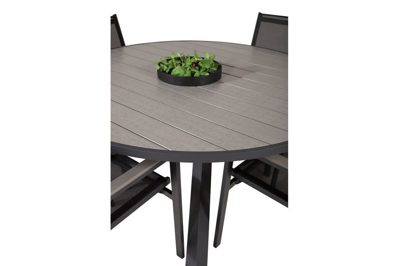 Spisegruppe Parma Rund 140 cm Svart / Grå med Parma Stoler 4 stk - 4 stk - Hagemøbler - Hagegruppe - Spisegrupper hage