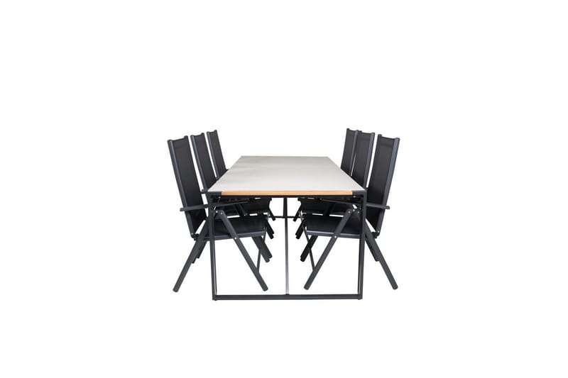 Texas Spisegruppe 200cm + 6 Break Posisjonsstoler Svart/Grå - Venture Home - Hagemøbler - Hagegruppe - Spisegrupper hage