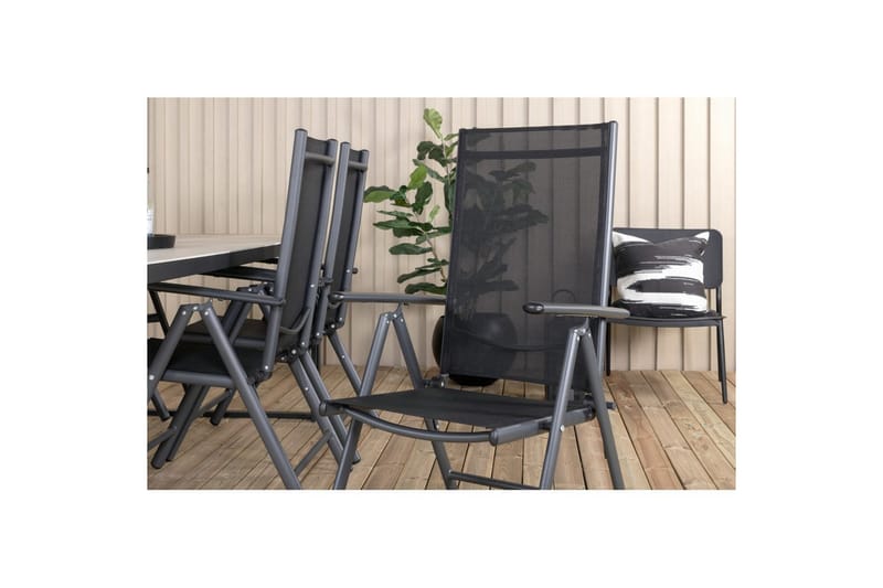 Texas Spisegruppe 200cm + 6 Break Posisjonsstoler Svart/Grå - Venture Home - Hagemøbler - Hagegruppe - Spisegrupper hage