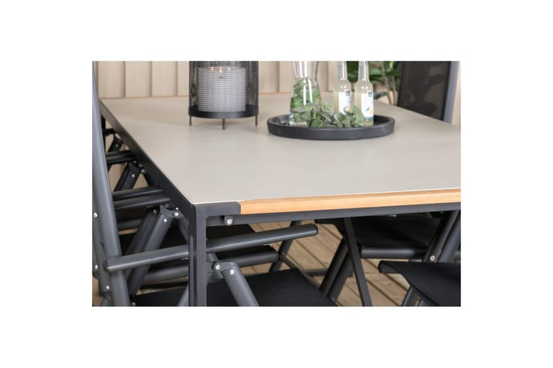 Texas Spisegruppe 200cm + 6 Break Posisjonsstoler Svart/Grå - Venture Home - Hagemøbler - Hagegruppe - Spisegrupper hage