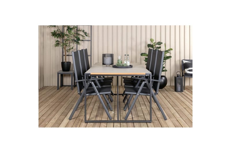 Texas Spisegruppe 200cm + 6 Break Posisjonsstoler Svart/Grå - Venture Home - Hagemøbler - Hagegruppe - Spisegrupper hage
