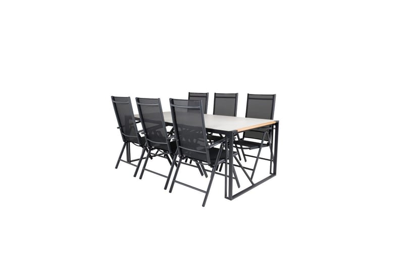 Texas Spisegruppe 200cm + 6 Break Posisjonsstoler Svart/Grå - Venture Home - Hagemøbler - Hagegruppe - Spisegrupper hage