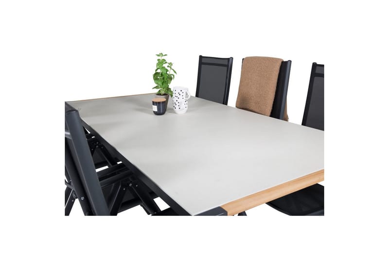 Texas Spisegruppe 200cm + 6 Break Posisjonsstoler Svart/Grå - Venture Home - Hagemøbler - Hagegruppe - Spisegrupper hage