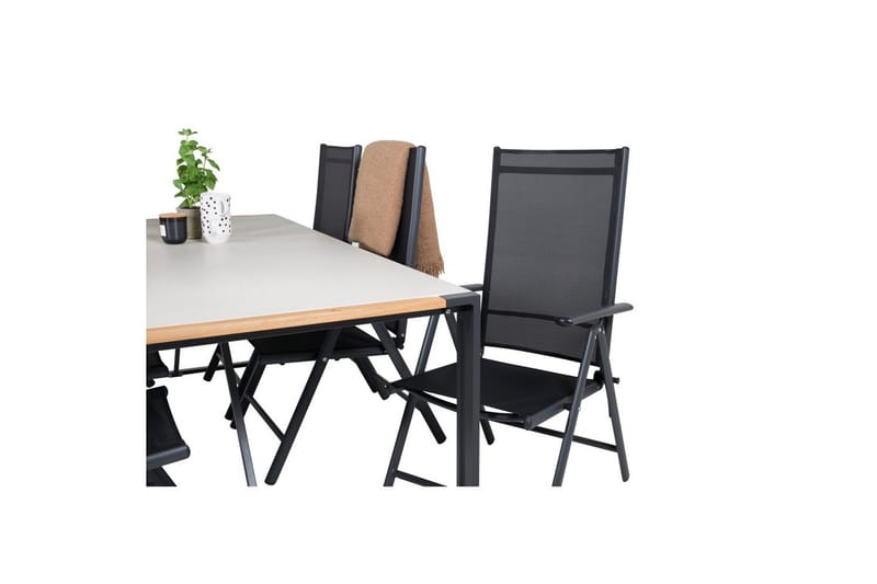 Texas Spisegruppe 200cm + 6 Break Posisjonsstoler Svart/Grå - Venture Home - Hagemøbler - Hagegruppe - Spisegrupper hage