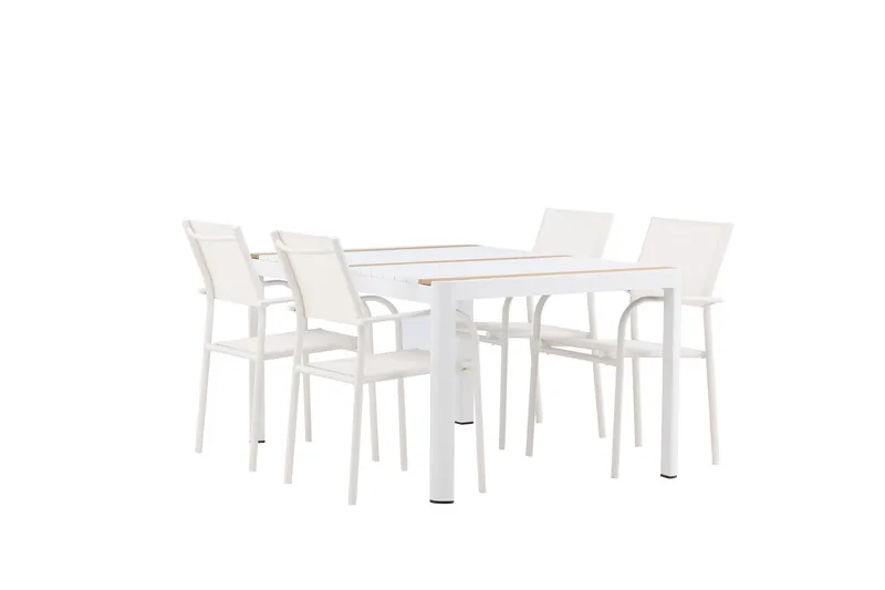 Togo Spisegruppe 150 cm Rektangulær med 4 Santorini Stoler - Natur - Hagemøbler - Hagegruppe - Spisegrupper hage