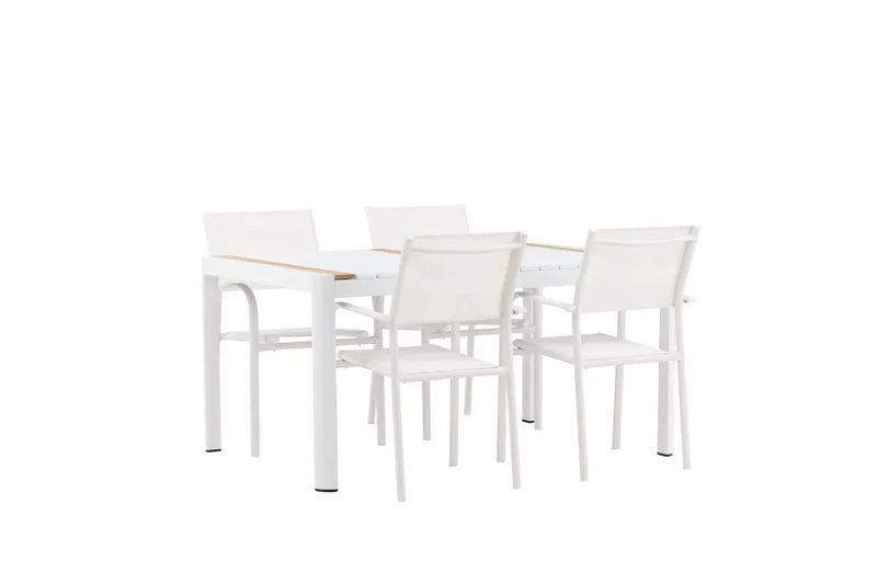 Togo Spisegruppe 150 cm Rektangulær med 4 Santorini Stoler - Natur - Hagemøbler - Hagegruppe - Spisegrupper hage