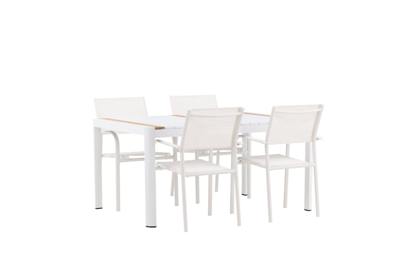 Togo Spisegruppe 150 cm Rektangulær med 4 Santorini Stoler - Natur - Hagemøbler - Hagegruppe - Spisegrupper hage