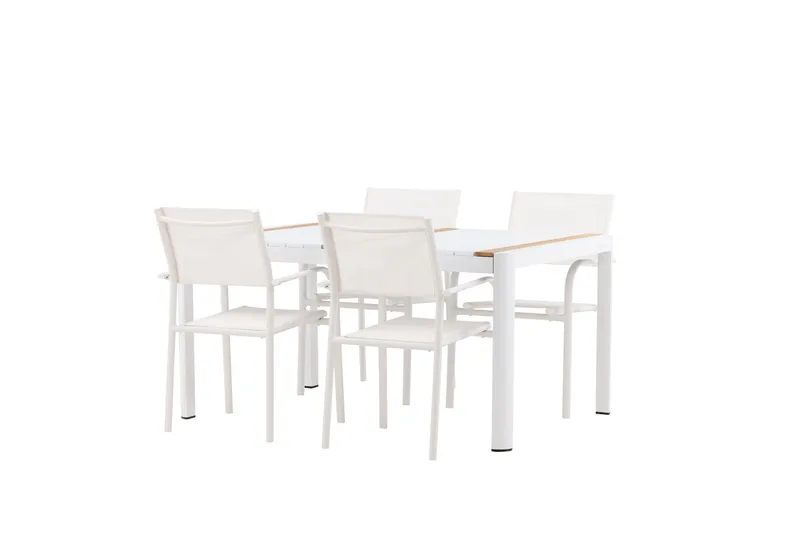 Togo Spisegruppe 150 cm Rektangulær med 4 Santorini Stoler - Natur - Hagemøbler - Hagegruppe - Spisegrupper hage