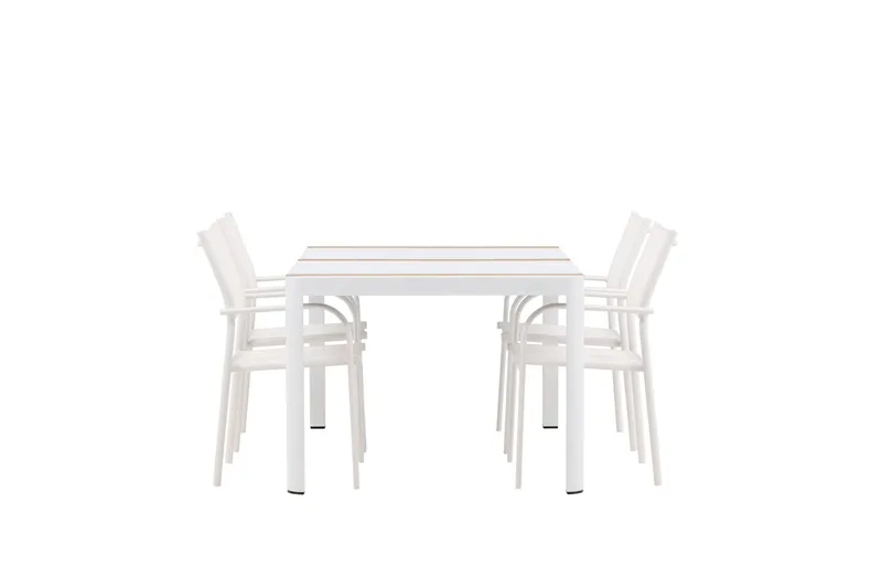 Togo Spisegruppe 150 cm Rektangulær med 4 Santorini Stoler - Natur - Hagemøbler - Hagegruppe - Spisegrupper hage