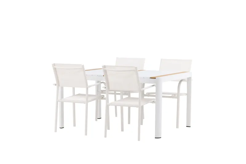 Togo Spisegruppe 150 cm Rektangulær med 4 Santorini Stoler - Natur - Hagemøbler - Hagegruppe - Spisegrupper hage