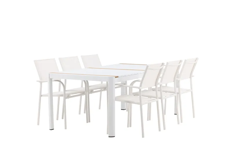 Togo Spisegruppe 200 cm Rektangulær med 6 Santorini Stoler - Natur - Hagemøbler - Hagegruppe - Spisegrupper hage