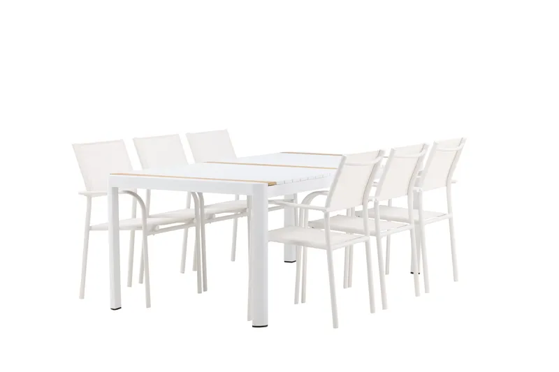 Togo Spisegruppe 200 cm Rektangulær med 6 Santorini Stoler - Natur - Hagemøbler - Hagegruppe - Spisegrupper hage