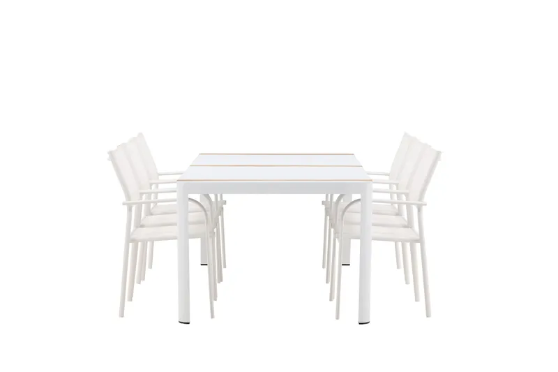 Togo Spisegruppe 200 cm Rektangulær med 6 Santorini Stoler - Natur - Hagemøbler - Hagegruppe - Spisegrupper hage