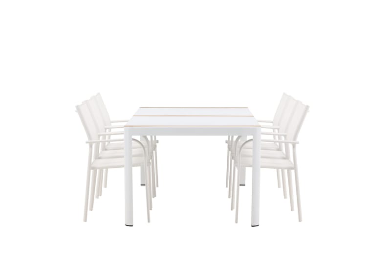 Togo Spisegruppe 200 cm Rektangulær med 6 Santorini Stoler - Natur - Hagemøbler - Hagegruppe - Spisegrupper hage