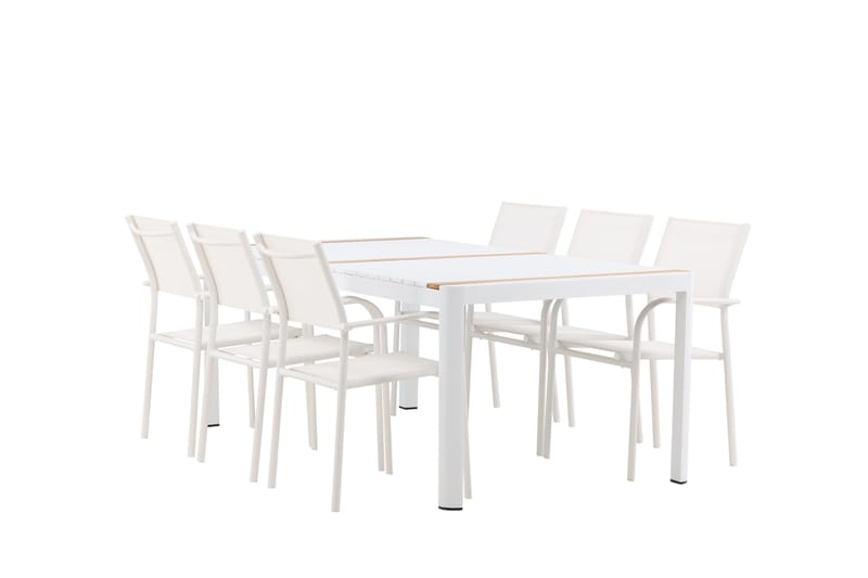 Togo Spisegruppe 200 cm Rektangulær med 6 Santorini Stoler - Natur - Hagemøbler - Hagegruppe - Spisegrupper hage