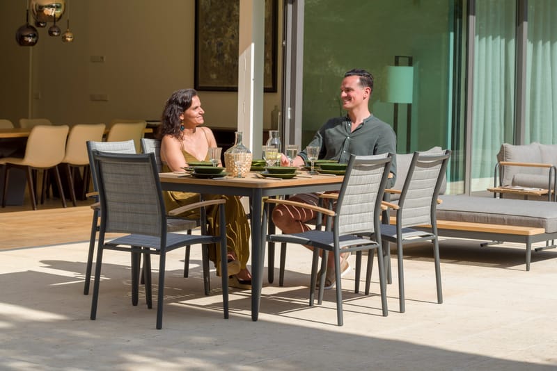 TOPAZ Spisegruppe 144 cm 4 lenestoler - Magnesiumgrå - Hagemøbler - Hagegruppe - Spisegrupper hage