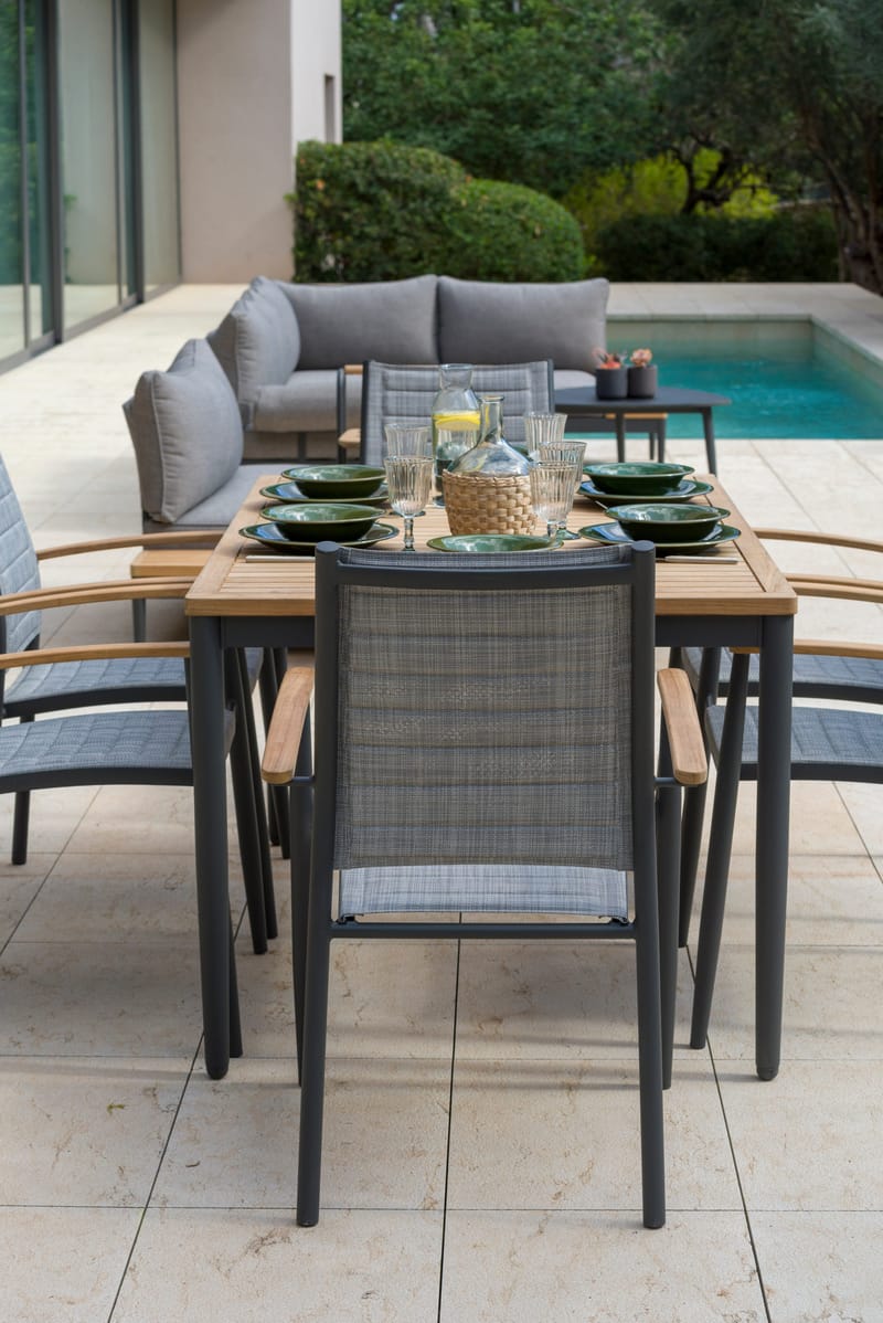 TOPAZ Spisegruppe 144 cm 4 lenestoler - Magnesiumgrå - Hagemøbler - Hagegruppe - Spisegrupper hage