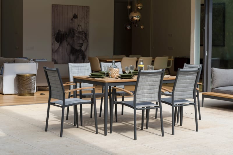 TOPAZ Spisegruppe 144 cm 4 lenestoler - Magnesiumgrå - Hagemøbler - Hagegruppe - Spisegrupper hage