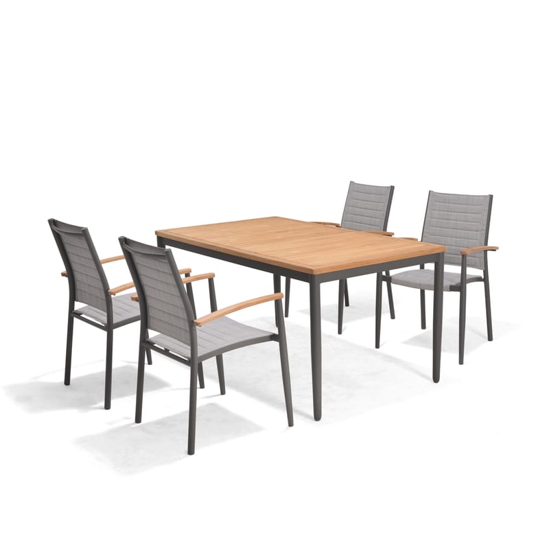 TOPAZ Spisegruppe 144 cm 4 lenestoler, Magnesiumgrå