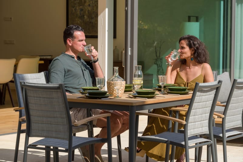 TOPAZ Spisegruppe 144 cm 6 lenestoler - Grå - Hagemøbler - Hagegruppe - Spisegrupper hage