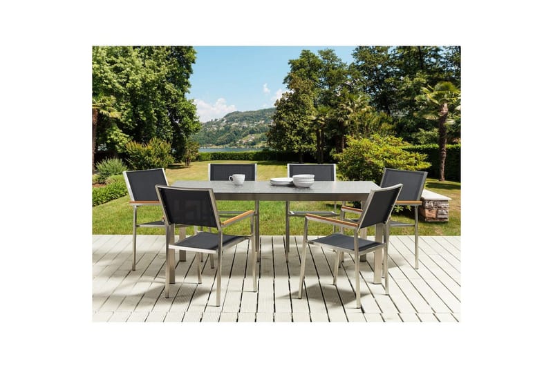 Trädgårdsmatgrupp Beliani Cosoleto/Grosseto 6-Sits Black||Silver - Hagemøbler - Hagegruppe - Spisegrupper hage