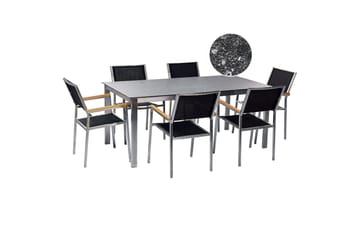 Trädgårdsmatgrupp Beliani Cosoleto/Grosseto 6-Sits Black||Silver - Hagemøbler - Hagegruppe - Spisegrupper hage