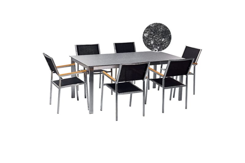 Trädgårdsmatgrupp Beliani Cosoleto/Grosseto 6-Sits Black||Silver, undefined