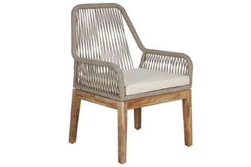Trädgårdsmöbelset Beliani Olbia 6-sits Krämvit/svart/ljust trä White||Beige||Light wood - Hagemøbler - Hagegruppe - Spisegrupper hage