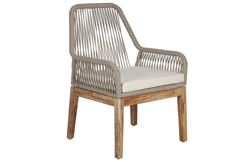 Trädgårdsmöbelset Beliani Olbia 6-sits Krämvit/svart/ljust trä White||Beige||Light wood - Hagemøbler - Hagegruppe - Spisegrupper hage