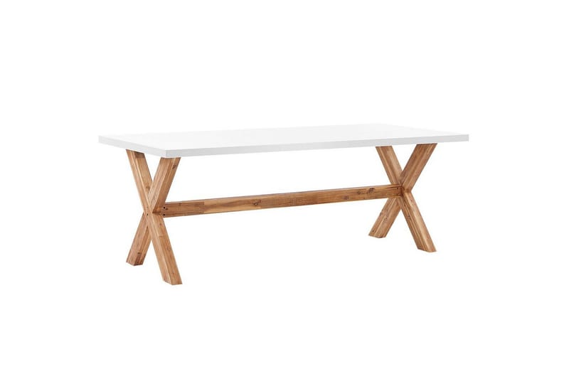 Trädgårdsmöbelset Beliani Olbia 6-sits Krämvit/svart/ljust trä White||Beige||Light wood - Hagemøbler - Hagegruppe - Spisegrupper hage