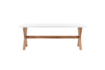 Trädgårdsmöbelset Beliani Olbia 6-sits Krämvit/svart/ljust trä White||Beige||Light wood - Hagemøbler - Hagegruppe - Spisegrupper hage