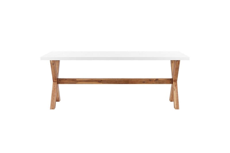 Trädgårdsmöbelset Beliani Olbia 6-sits Krämvit/svart/ljust trä White||Beige||Light wood - Hagemøbler - Hagegruppe - Spisegrupper hage